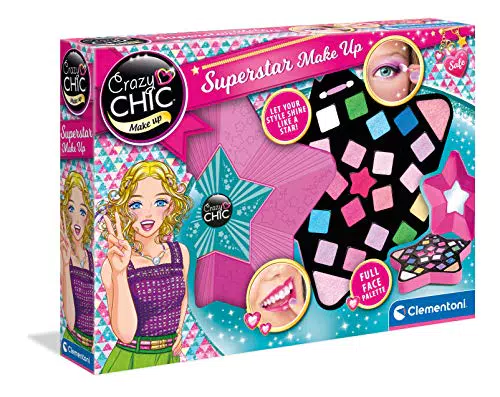 Clementoni Crazy Chic Superstar Make-up per Bambina - Cosmetici Removibili con Acqua