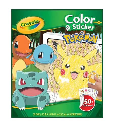 Crayola Album da Colorare con Sticker Pokémon e Adesivi Inclusi, Mod. 04-2740G