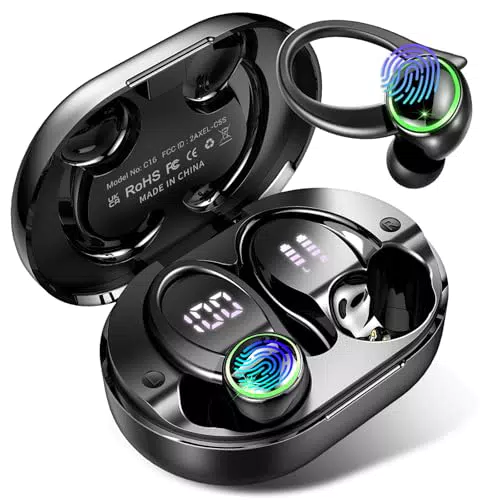 Cuffie Bluetooth 5.4 Sport con Cancellazione Rumore e Display LED Impermeabili