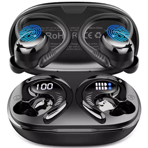 Cuffie Bluetooth 5.4 con Cancellazione Rumore e Display LED, Impermeabili IP7