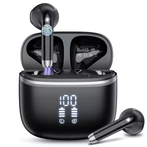 Cuffie Bluetooth 5.4 Wireless In Ear con Microfono Stereo ENC HD e Display LED