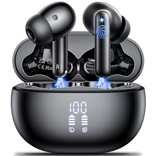 Cuffie Bluetooth Sport 5.3 con Microfono HD e Cancellazione Rumore, Impermeabili