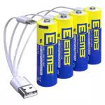 EEMB Batterie Ricaricabili AA al Litio 1.5V 2600mWh con Cavo di Ricarica USB-C