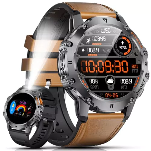 ESFOE Smartwatch Militare Uomo con Torcia LED e Fitness Tracker 5ATM