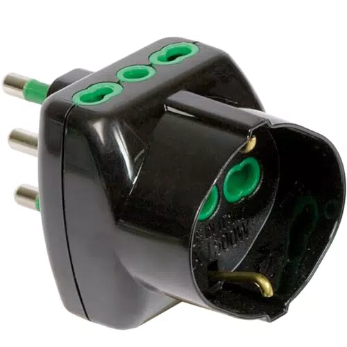 FANTON Adattatore Triplo Vertical System 2P+T 16A con Prese Bipasso