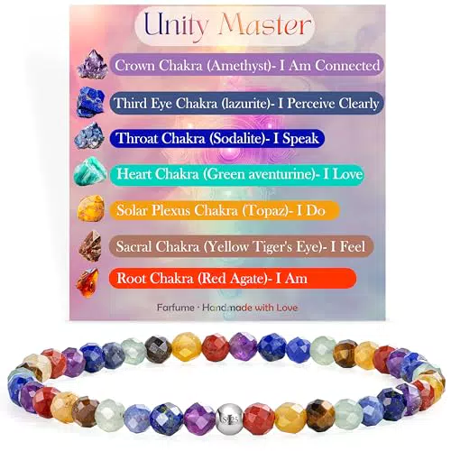 Farfume Bracciale Chakra in Argento Sterling 925 - Pietre Naturali per Armonia