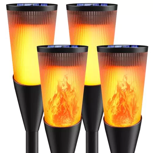 FIFlying Lampade Solari da Giardino con Effetto Fiamma IP65 Impermeabile