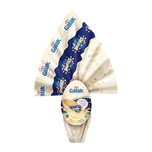 GALAK Uovo di Pasqua con SMARTIES Cioccolato Bianco e Sorpresa