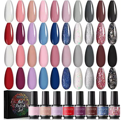 GELFAVOR Smalti Semipermanente per Unghie - Base Coat e Top Coat per Principianti