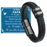 Gkmamrg Bracciale in Vera Pelle con Incisione Ti Amo Papà - Regalo Festa del Papà