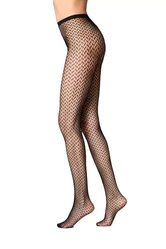Goldenpoint Collant Rete Fantasia con Strass e Cinturino Anatomico