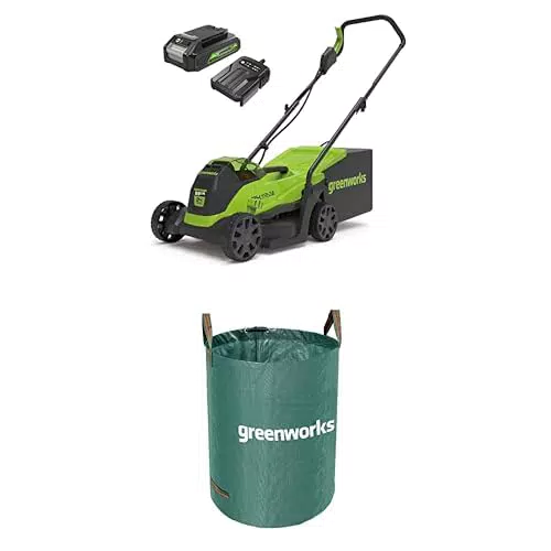 Greenworks Tagliaerba a Batteria 24V Brushless 33cm con Sacca da Giardinaggio 120L