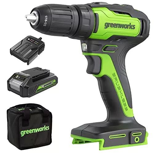 Greenworks GD24DD35K2 Trapano Avvitatore a Batteria Brushless 24V 2Ah