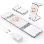 Hohosb Caricatore wireless 3 in 1 pieghevole compatibile con MagSafe per iPhone e AirPods