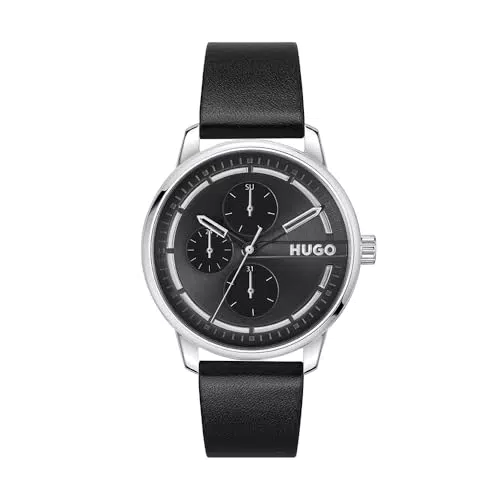 HUGO Orologio Analogico Multifunzione al Quarzo da Uomo Collezione STAMP MULTI