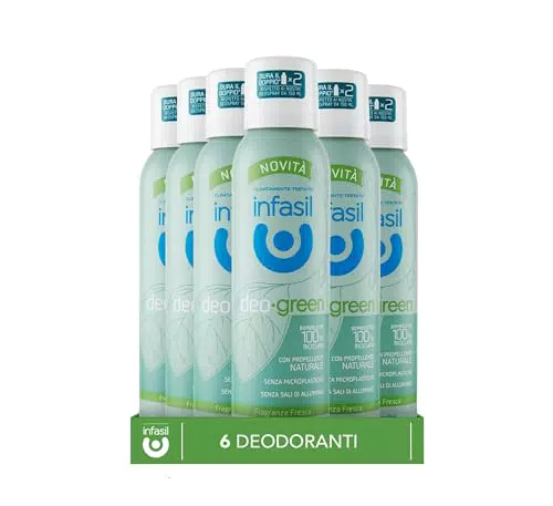 Infasil Deodorante Spray Green Fresca con Ingredienti Naturali e Senza Microplastiche