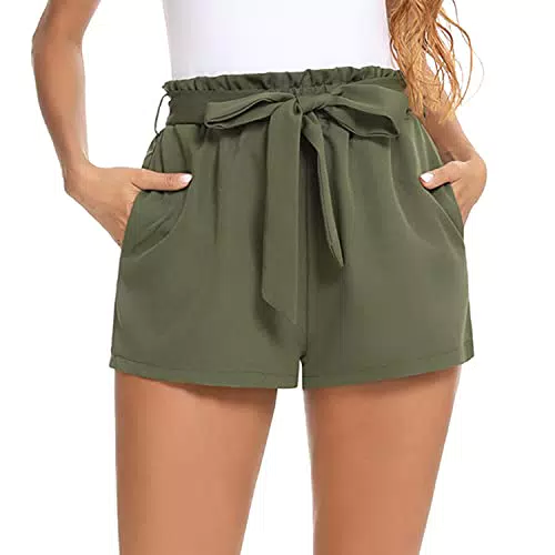 Irevial Pantaloncini Donna Estivi Vita Alta Eleganti con Cintura Elastica