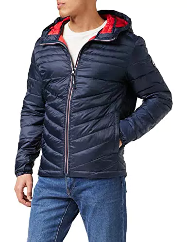 Jack & Jones Jjehero Puffer Hood Giacca con Cerniera a Contrasto