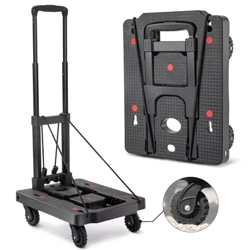 KOSTANZO Carrello Pieghevole Leggero con Manico Regolabile e Cinghie Elastiche