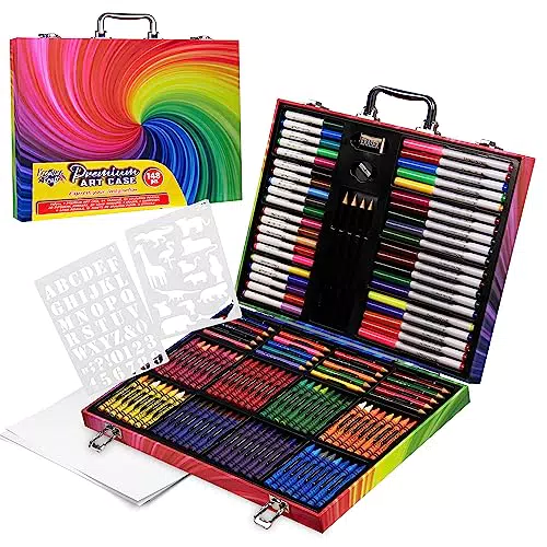 KreativeKraft Valigetta per Bambini - Kit Disegno con Pastelli e Pennarelli