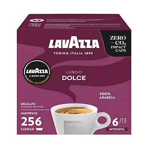 Lavazza A Modo Mio Lungo Dolce - Capsule di Caffè 100% Arabica, Intensità 6/13