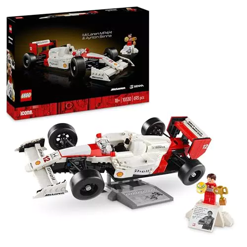 LEGO Icons McLaren MP4 4 - Modellino da Costruire F1 con Minifigure Ayrton Senna