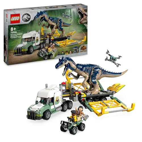 LEGO Jurassic World Camion di Trasporto Allosauro - Giocattolo Avventura per Bambini