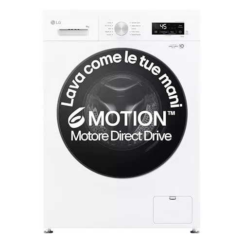 LG F4NX1009NWB Lavatrice a Carica Frontale, Classe A, 1400 giri, Wi-Fi, 6 Motion