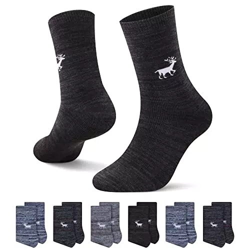 L&K Calze Termiche Uomo in Cotone e Lana per Sport Invernali Vintage Pattern