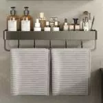 Lrocotanc Mensola Doccia in Acciaio Inox - Organizer Bagno con Porta Asciugamani