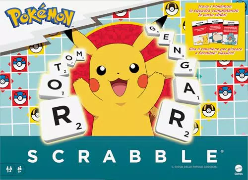 Mattel Games Scrabble Pokémon - Gioco da Tavolo con 50 Sfide, Versione Italiana