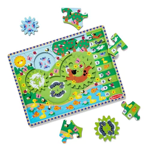 Melissa & Doug Puzzle Ingranaggi Rotanti in Legno Inseguimento Animali