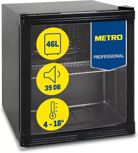 METRO Mini Frigo per Bevande GPC1046 con Porta in Vetro, Frigo Bar Silenzioso