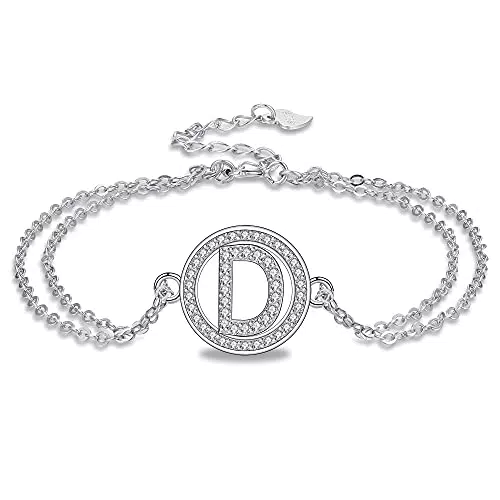 Micory Bracciale in Argento Sterling 925 con Iniziali A-Z per Donne e Ragazze