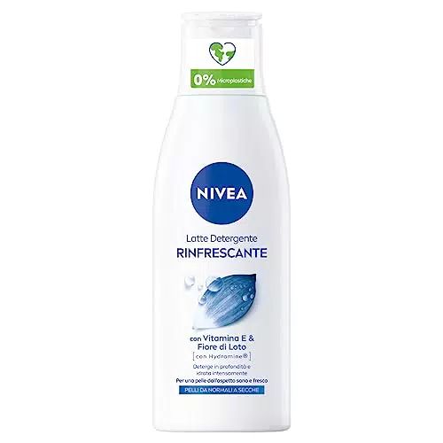 NIVEA Latte Detergente Idratante per Viso e Trucco Waterproof con Fiori di Loto