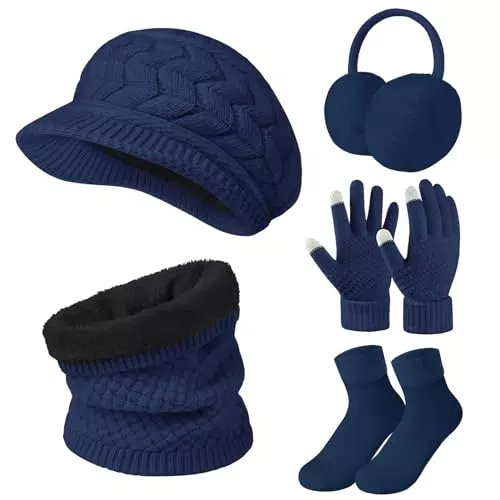 Niwicee Set Invernale Donna: Guanti, Cappello, Sciarpa e Calze Termiche