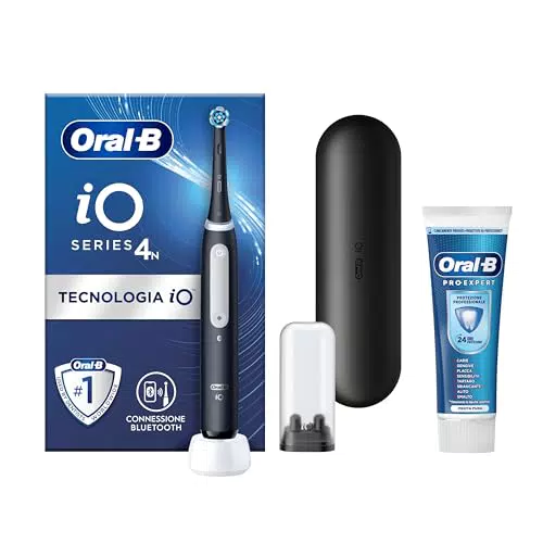 Oral-B Spazzolino Elettrico Ricaricabile iO 4 con Testina di Ricambio e Dentifricio