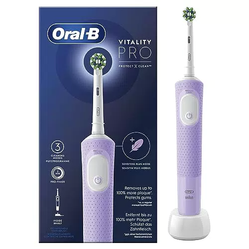 Oral-B Spazzolino Elettrico Ricaricabile Vitality Pro, 2 Testine e 2 Spazzolini, Nero e Blu