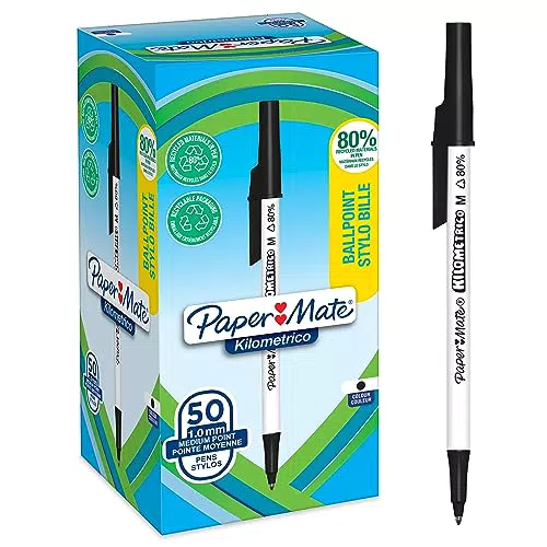 Paper Mate Penne a sfera Kilometrico con punta media 1,0 mm in plastica riciclata