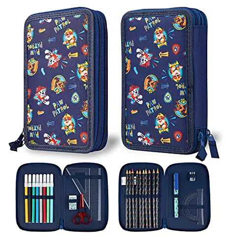 Paw Patrol Astuccio Scuola Triplo con Cancelleria Completo per Back to School