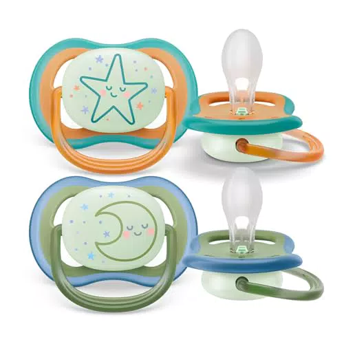 Philips Avent Ciuccio Ultra Air Nighttime SCF376/23, Traspirante e Senza BPA
