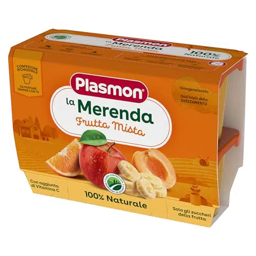 Plasmon Omogeneizzato Frutta Mela e Banana con Vitamina C per Bambini