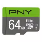 PNY Elite microSDXC 64GB con Adattatore SD, Velocità di Lettura fino a 100MB/s