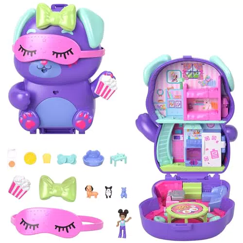 Polly Pocket Cofanetto Cuccioli in Pigiama - Playset da Viaggio per Bambini 4+
