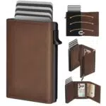 Brand Portafoglio Uomo Slim con Chiusura Magnetica e Tasca Portamonete