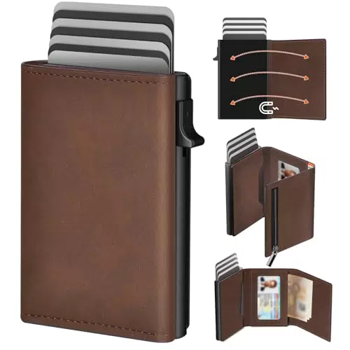 Brand Portafoglio Uomo Slim con Chiusura Magnetica e Tasca Portamonete