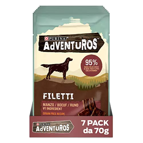 Purina Adventuros Snack per Cani Adulti High Meat Ricco in Manzo
