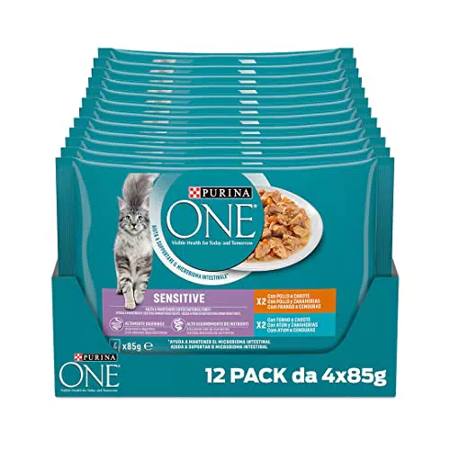 Purina One Cibo Umido per Gatti Adulti con Pollo, Tonno e Carote