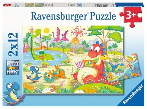 Ravensburger Puzzle Dinosauri Giocosi per Bambini, Età Consigliata 3+