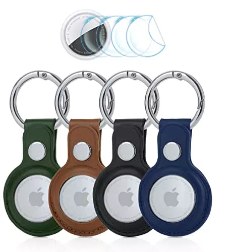 Reckney Portachiavi per Apple AirTag - Custodia protettiva in pelle PU